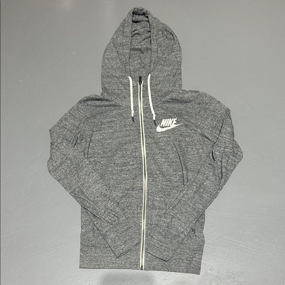 Nike Gray Full-Zip Hoodie with White Logo